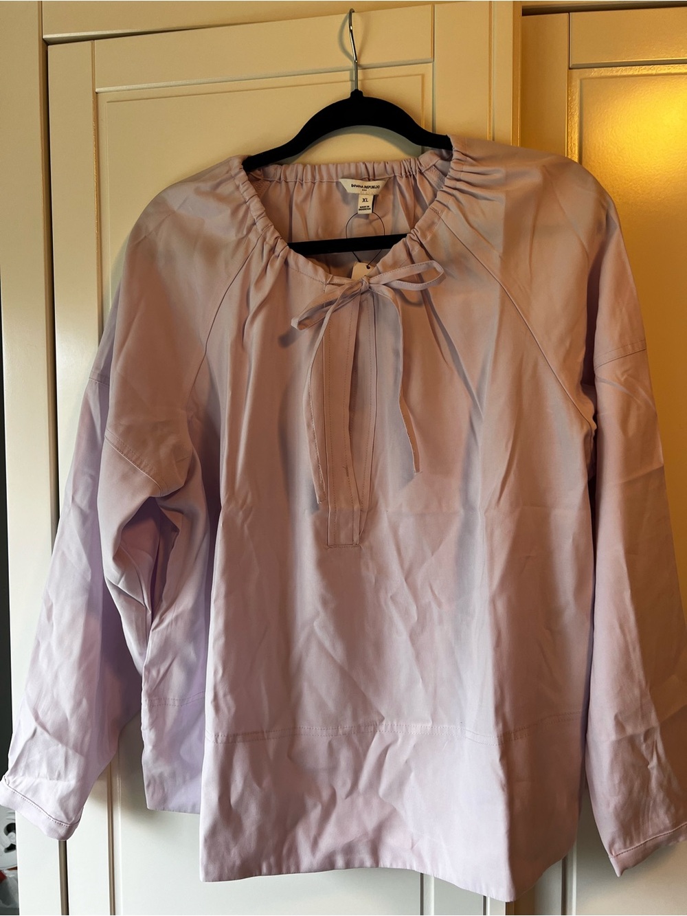 Banana Republic Factory Light Lavender Tie-Neck Blouse
